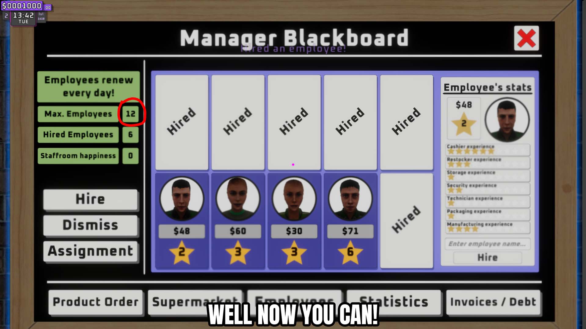 Supermarket Together — Set Max Employees (screenshot 2)
